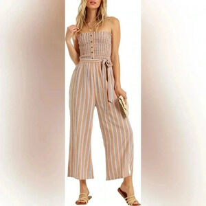Forward Feelings Strapless Wide Leg Jumpsuit Billabong
